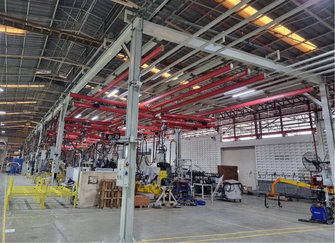 OWARI Engineering facility floor with overhead KBK rail systems